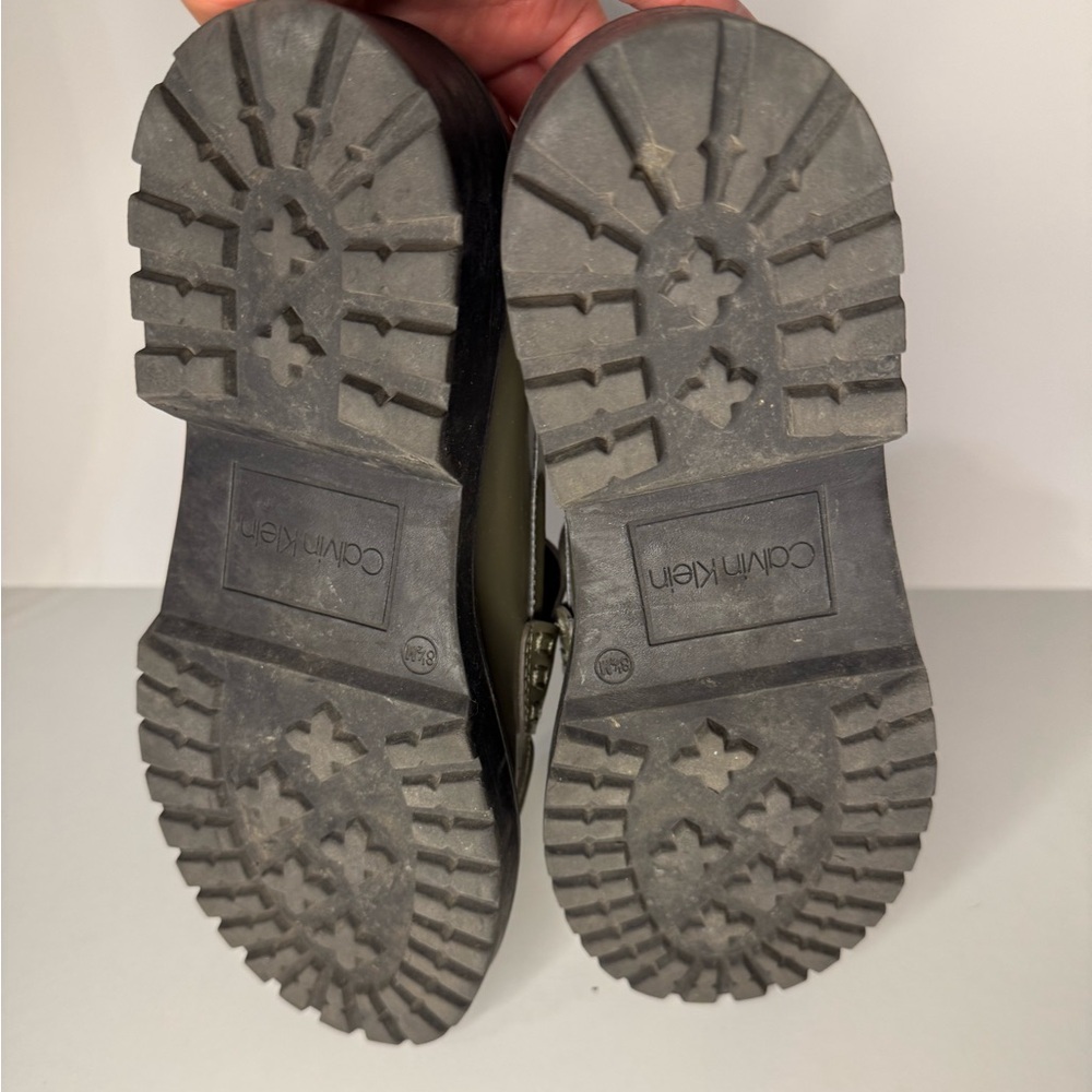 Calvin Klein Olive Green Patent ‘Suzie’ Loafers - Picture 7 of 7